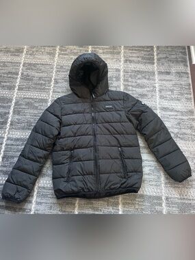 DC Black Grid Quilted Hooded Puffer